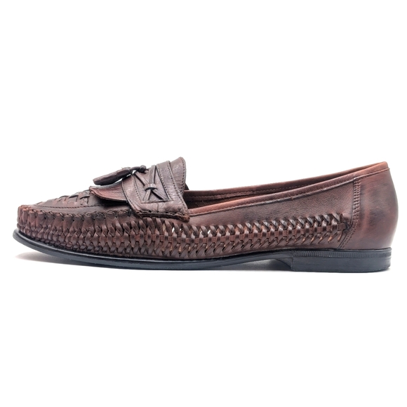 Nunn Bush Woven Leather Tassel Loafers Men's Sz 12M Brown Slip On Casual Preppy - Picture 5 of 17